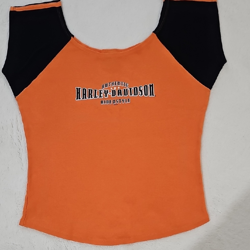 Harley-Davidson Women's Bold Orange and Black Tee